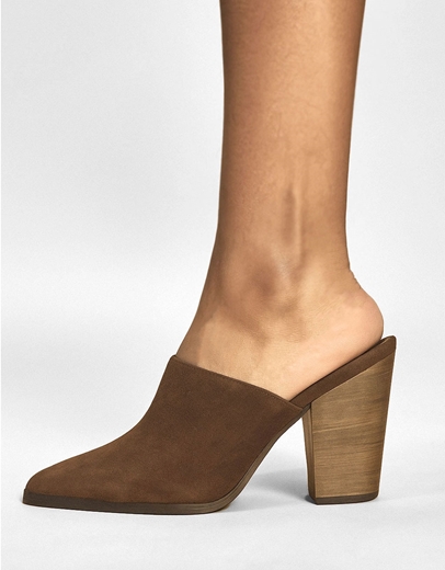 Εικόνα της Δερμάτινα cowboy mules Ελληνικής κατασκευής σε μυτερή γραμμή Καφέ