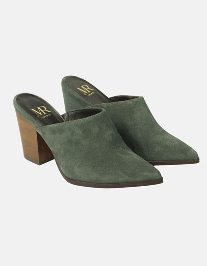 Εικόνα της Δερμάτινα cowboy mules Ελληνικής κατασκευής σε μυτερή γραμμή Λαδί