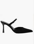 Εικόνα από Δερμάτινα suede mules Ελληνικής κατασκευής σε μυτερή γραμμή Μαύρο