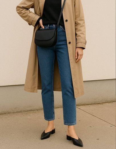 Εικόνα της Δερμάτινα mules Ελληνικής κατασκευής σε μυτερή γραμμή Μαύρο