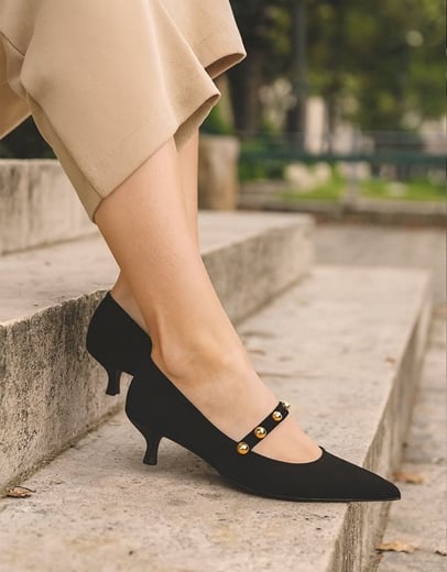 Εικόνα της Γοβάκια Ελληνικής κατασκευής με μπαρέτα και τρουκς Μαύρο