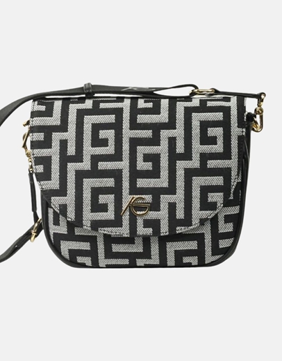 Εικόνα της Χειροποίητη τσάντα ώμου μαίανδρος με μαγνητικό κλίπ Μαύρο