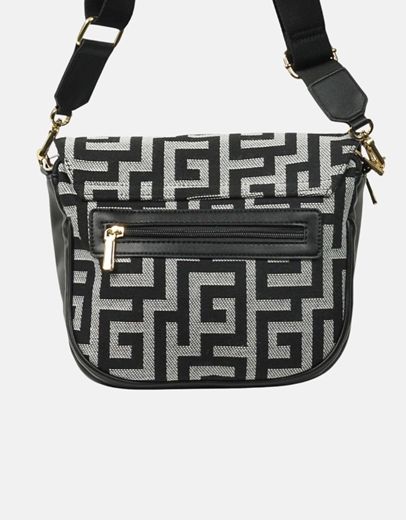 Εικόνα της Χειροποίητη τσάντα ώμου μαίανδρος με μαγνητικό κλίπ Μαύρο