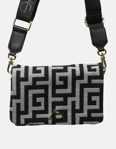 Εικόνα της Χειροποίητο τσαντάκι ώμου με σχέδιο μαιάνδρου Μαύρο