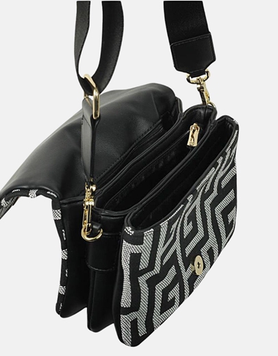 Εικόνα της Χειροποίητο τσαντάκι ώμου με σχέδιο μαιάνδρου Μαύρο