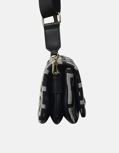 Εικόνα της Χειροποίητο τσαντάκι ώμου με σχέδιο μαιάνδρου Μαύρο