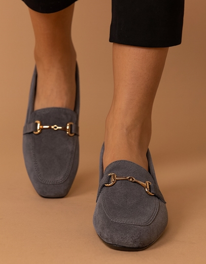 Εικόνα της Δερμάτινα loafers Ελληνικής κατασκευής με ανατομικό πάτο Γκρι