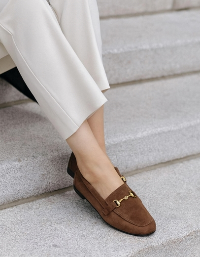 Εικόνα της Δερμάτινα loafers Ελληνικής κατασκευής με ανατομικό πάτο Καφέ