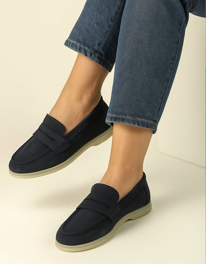 Εικόνα της Δερμάτινα loafers Ελληνικής κατασκευής με ανατομικό πάτο Μπλε