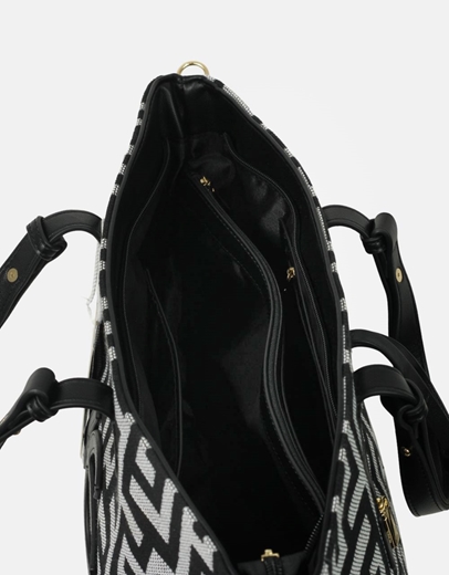 Εικόνα της Xειροποίητη τσάντα χειρός με μοτίβο μαιάνδρου Μαύρο