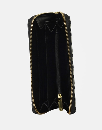 Εικόνα της Χειροποίητο πορτοφόλι με μαίανδρο και φερμουάρ L Μαύρο