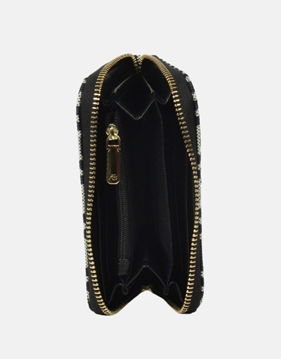 Εικόνα της Χειροποίητο πορτοφόλι με μαίανδρο και φερμουάρ M Μαύρο