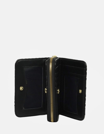 Εικόνα της Χειροποίητο πορτοφόλι με μοτίβο μαιάνδρου Μαύρο