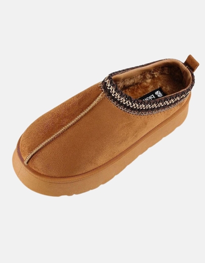 Εικόνα της Suede clogs με διπλή σόλα και γούνινη επένδυση Ταμπά