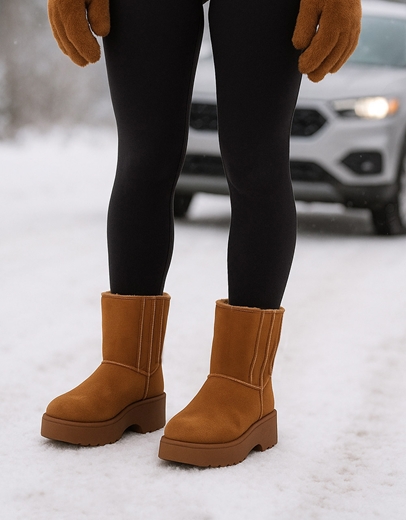 Εικόνα της Δίσολα suede μποτάκια με χαμηλό τακούνι Ταμπά