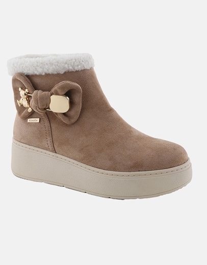 Εικόνα της Δίσολα suede μποτάκια μονόχρωμα με διακοσμητικό Πούρο