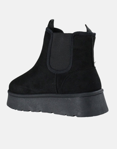 Εικόνα της Δίσολα suede μποτάκια μονόχρωμα με λάστιχο Μαύρο