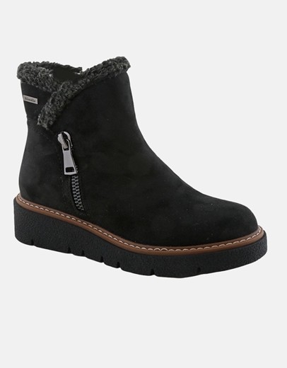 Εικόνα της Δίσολα suede μποτάκια μονόχρωμα με λεπτομέρια Μαύρο