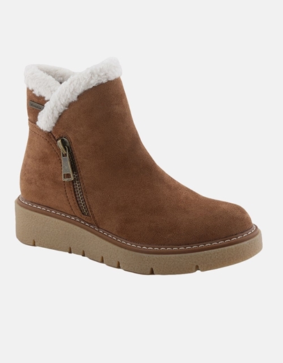 Εικόνα της Δίσολα suede μποτάκια μονόχρωμα με λεπτομέρια Ταμπά