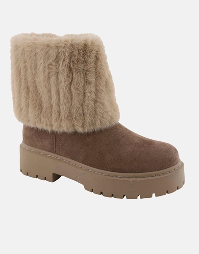 Εικόνα της Μονόχρωμα suede μποτάκια με τρακτερωτή σόλα Πούρο