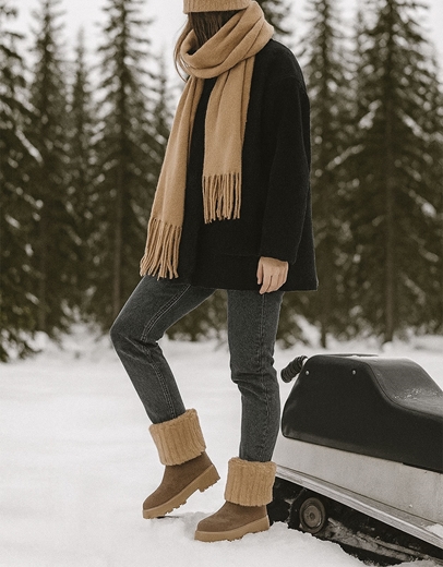 Εικόνα της Μονόχρωμα suede μποτάκια με τρακτερωτή σόλα Πούρο