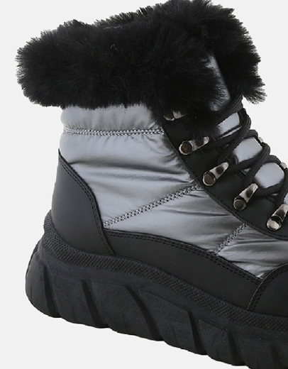 Εικόνα της Γυναικεία δίσολα μποτάκια με συνδιασμό υλικών Μαύρο