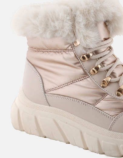 Εικόνα της Γυναικεία δίσολα μποτάκια με συνδιασμό υλικών Μπεζ