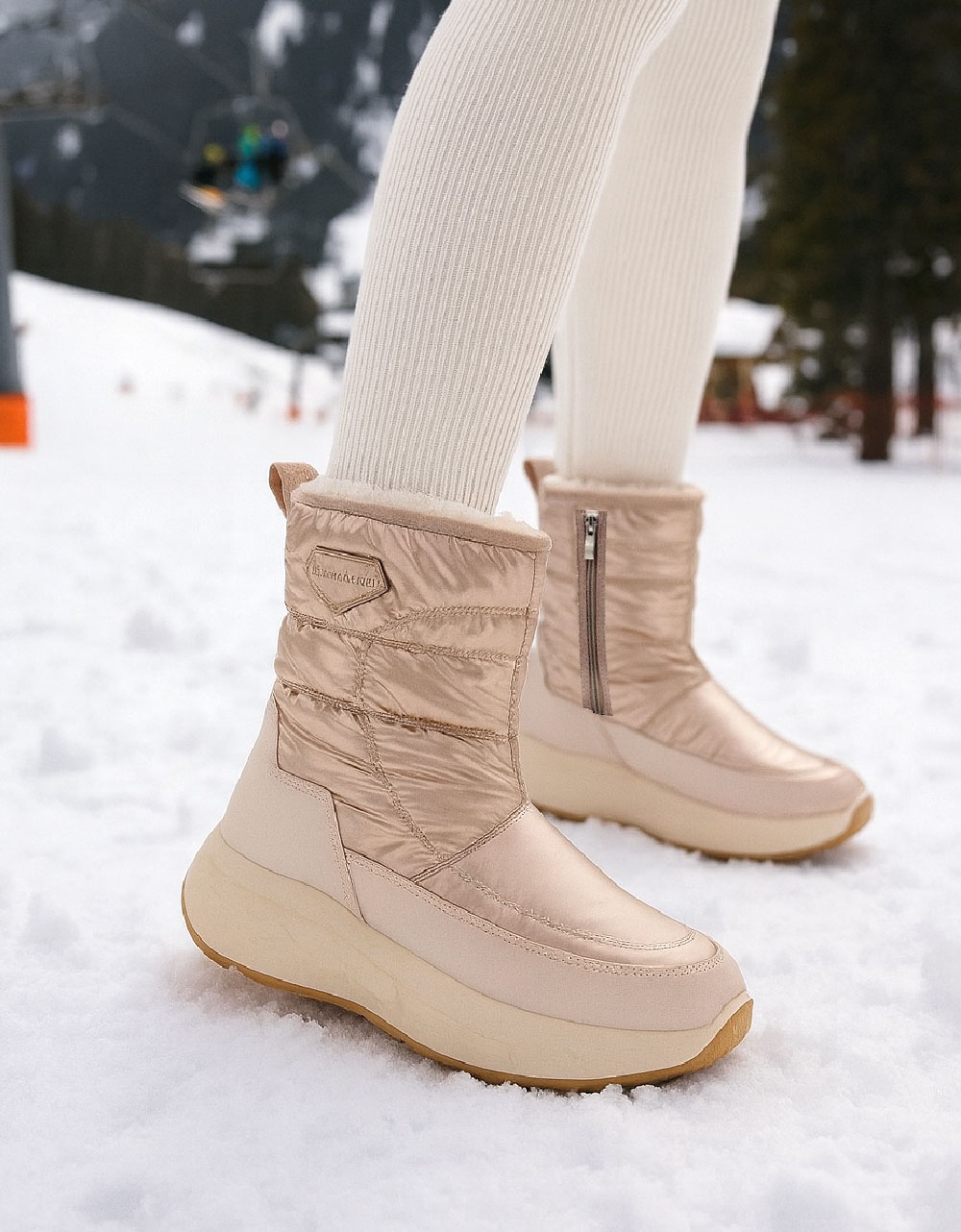 Εικόνα από Γυναικεία μποτάκια puffy με διπλή σόλα Πλατίνα