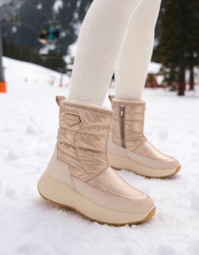 Εικόνα της Γυναικεία μποτάκια puffy με διπλή σόλα Πλατίνα