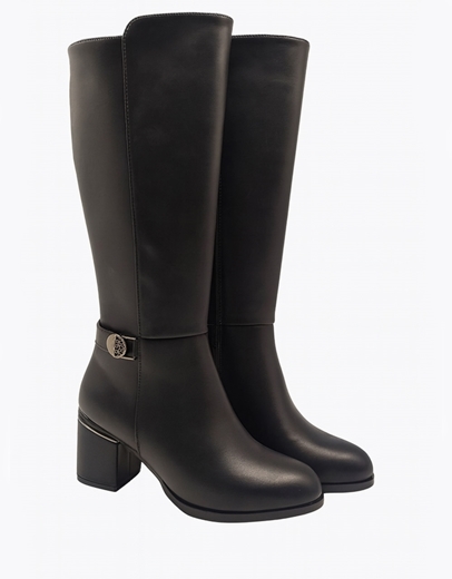Εικόνα της Γυναικείες μπότες με μεταλλικό διακοσμητικό στοίχειο Μαύρο