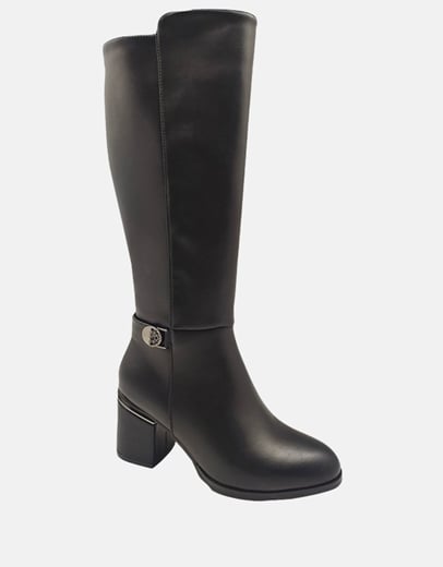 Εικόνα της Γυναικείες μπότες με μεταλλικό διακοσμητικό στοίχειο Μαύρο