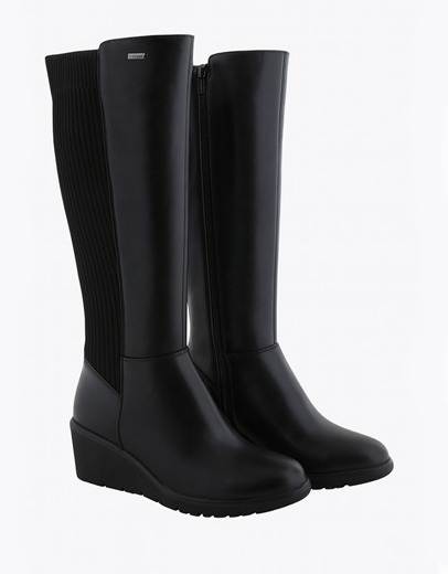 Εικόνα της Γυναικείες μπότες με λάστιχο και χαμηλό τακούνι Μαύρο