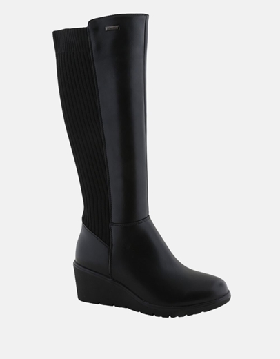 Εικόνα της Γυναικείες μπότες με λάστιχο και χαμηλό τακούνι Μαύρο