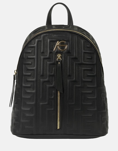 Εικόνα της Χειροποίητο σακίδιο πλάτης με μαίανδρο και φερμουάρ Μαύρο