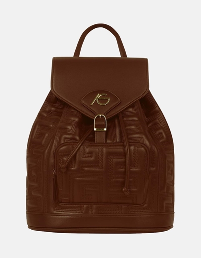 Εικόνα της Χειροποίητο σακίδιο πλάτης με μαίανδρο και μαγνητικό κλίπ Καφέ