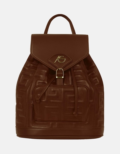 Εικόνα της Χειροποίητο σακίδιο πλάτης με μαίανδρο και μαγνητικό κλίπ Καφέ