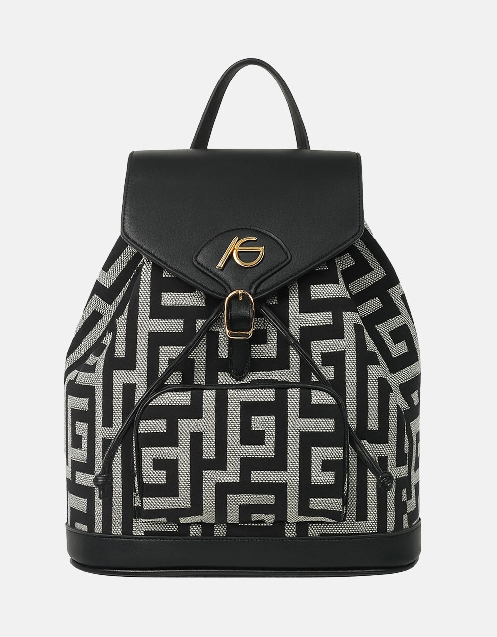 Εικόνα από Χειροποίητο σακίδιο πλάτης με μαίανδρο και μαγνητικό κλίπ Μαύρο/Λευκό