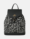 Εικόνα από Χειροποίητο σακίδιο πλάτης με μαίανδρο και μαγνητικό κλίπ Μαύρο/Λευκό