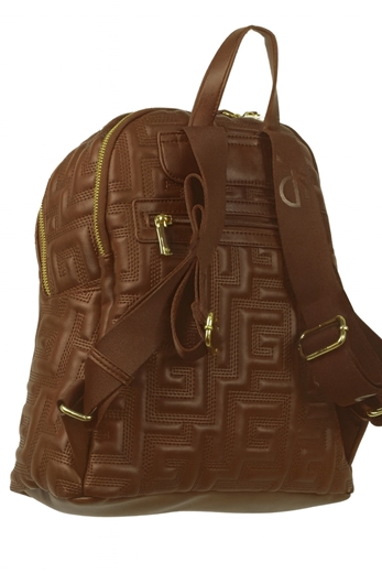 Εικόνα της Χειροποίητο σακίδιο πλάτης με μαίανδρο και φερμουάρ Καφέ