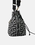 Εικόνα από Χειροποίητη τσάντα ώμου πουγκί μαίανδρος με κλιπ Μαύρο/Λευκό