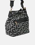 Εικόνα από Χειροποίητη τσάντα ώμου πουγκί μαίανδρος με κλιπ Μαύρο/Λευκό