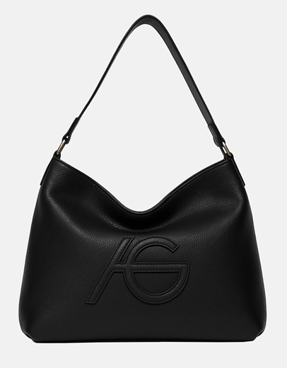 Εικόνα της Χειροποίητη τσάντα ώμου με μοτίβο μαιάνδρου Μαύρο