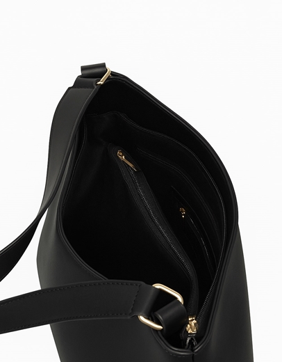 Εικόνα της Χειροποίητη τσάντα ώμου με μοτίβο μαιάνδρου Μαύρο