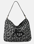 Εικόνα από Χειροποίητη τσάντα ώμου με μοτίβο μαιάνδρου Μαύρο/Λευκό