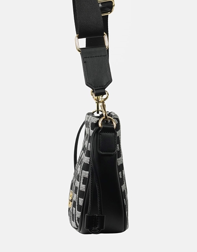 Εικόνα της Χειροποίητο τσαντάκι ώμου με μαίανδρο Μαύρο/Λευκό