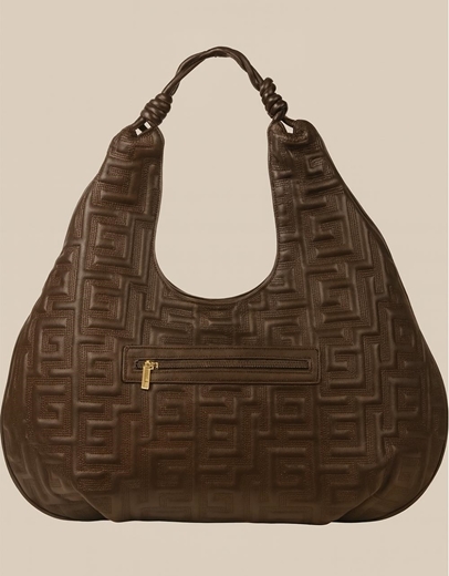 Εικόνα της Xειροποίητη τσάντα χειρός με μαίανδρο με ιδιαίτερο σχέδιο S Καφέ