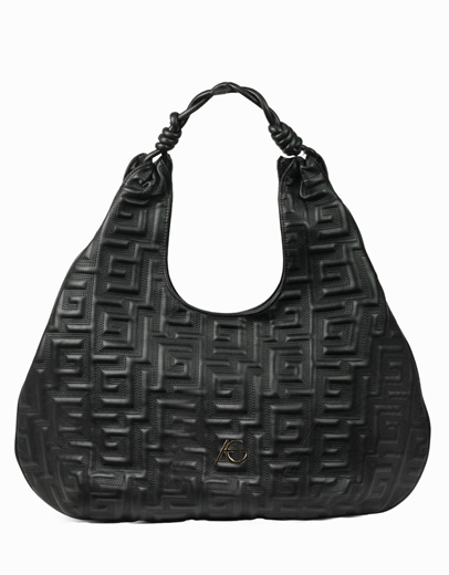 Εικόνα της Xειροποίητη τσάντα χειρός με μαίανδρο με ιδιαίτερο σχέδιο S Μαύρο