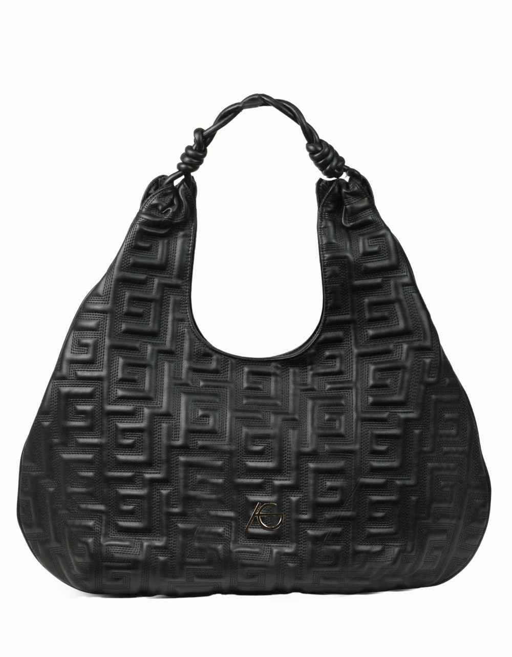 Εικόνα από Xειροποίητη τσάντα χειρός με μαίανδρο με ιδιαίτερο σχέδιο S Μαύρο