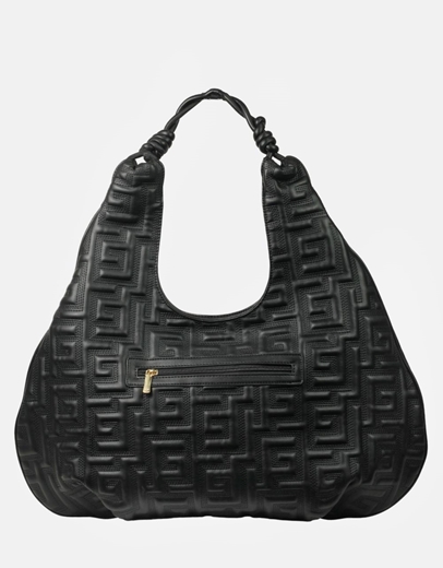 Εικόνα της Xειροποίητη τσάντα χειρός με μαίανδρο με ιδιαίτερο σχέδιο S Μαύρο