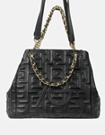 Εικόνα από Χειροποίητη τσάντα ώμου με διπλό λουράκι από αλυσίδα Μαύρο